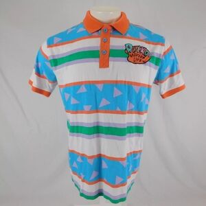 Rocko's Modern Life Kid Striped Polo Golf Shirt Nickelodeon Embroidered Patch Sm